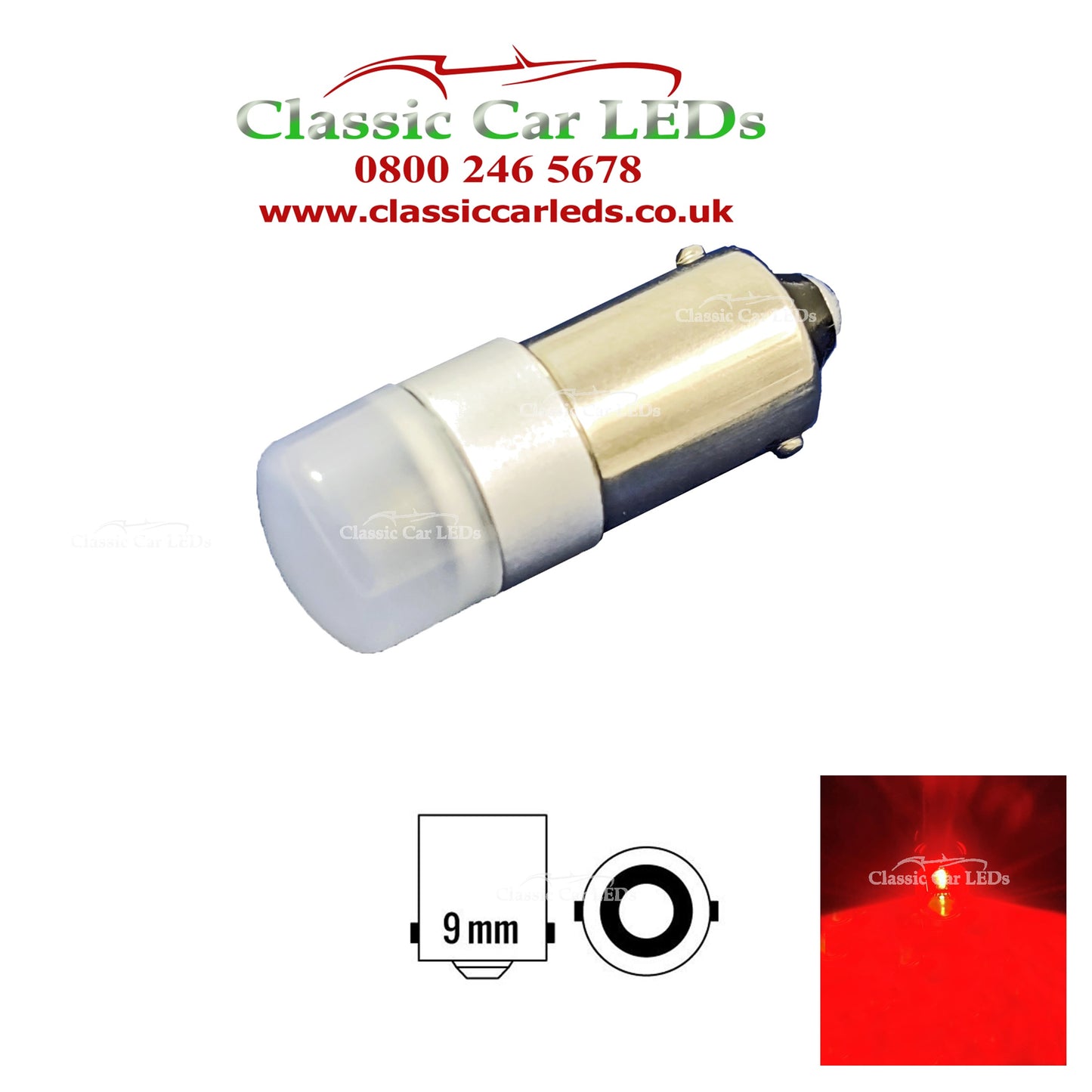 12v, 24v, BA9S BRIGHT RED T4W 233 LED SIDELIGHT INTERIOR DOME UPGRADE BULB LLB233 LLB989