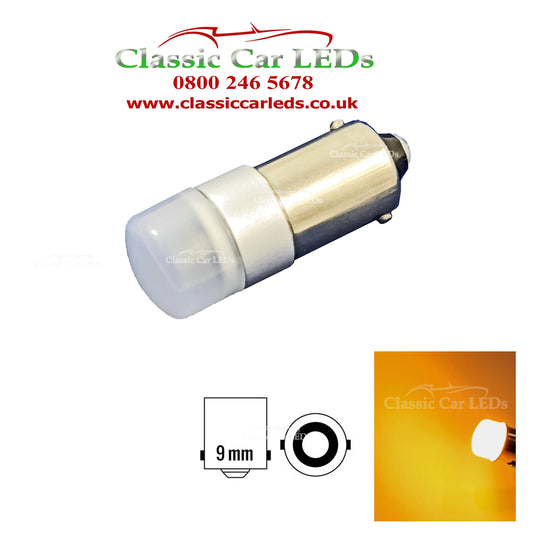 12v, 24v, BA9S BRIGHT AMBER YELLOW T4W 233 LED DRL SIDELIGHT INDICATOR UPGRADE BULB LLB233 LLB989