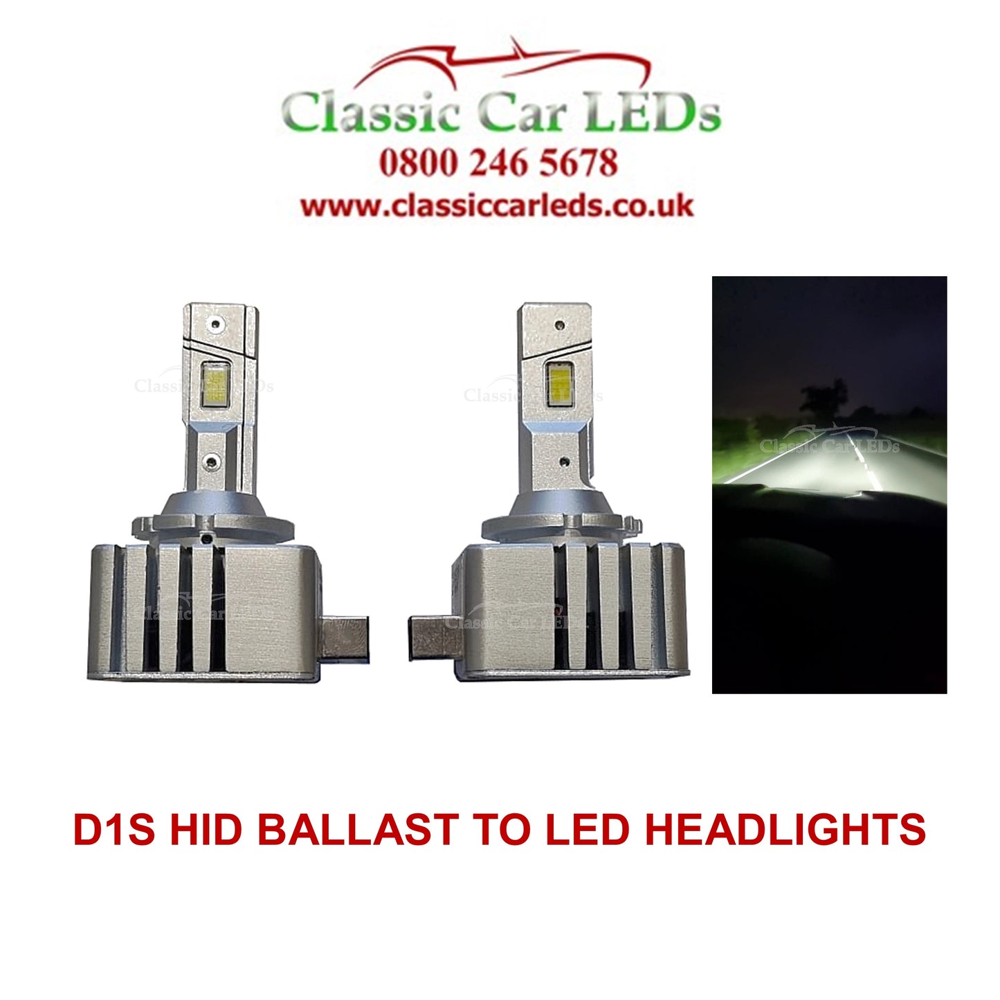 D1S HID to LED Conversion Kit 9600LM 6000k Daylight White - Replacement for OEM HID Zenon