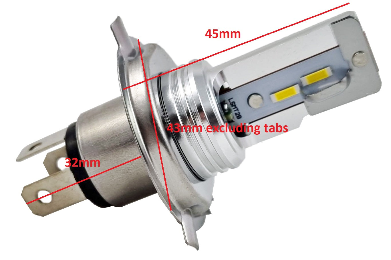 1 x Compact Direct Fit H4 472 476 P43T LED Headlight Bulb Hi/Lo Beam Conversion 5-15 Volts DC