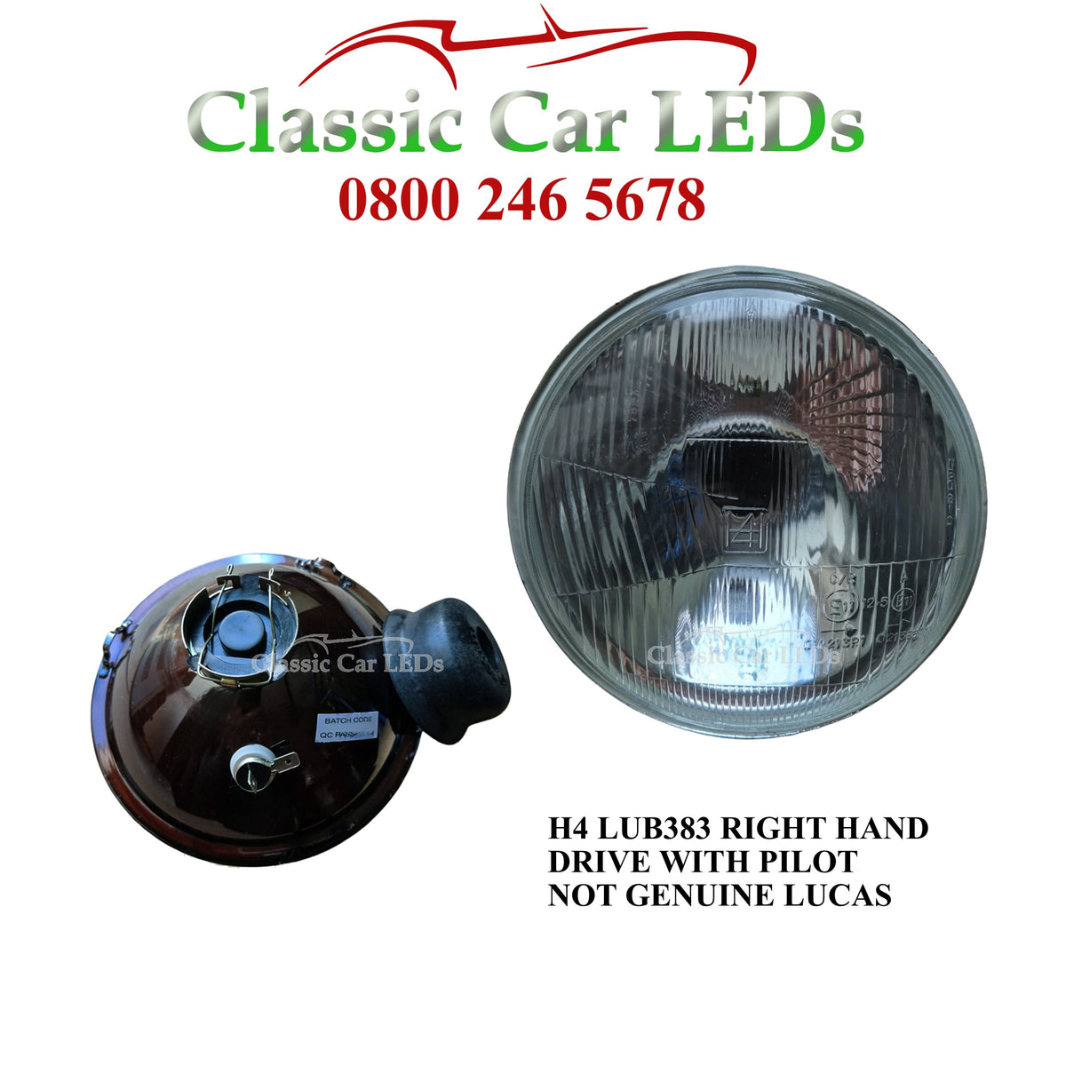 H4 7" Headlight Unit RHD LUB383 Copy / LHD LUB384 With Pilot Light