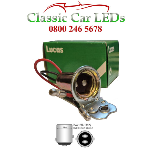 Lucas L1130 Torpedo Sidelight Bulb Holder LU574383 BA15S Single Filament or LU574380 BAY15D Twin Filament.