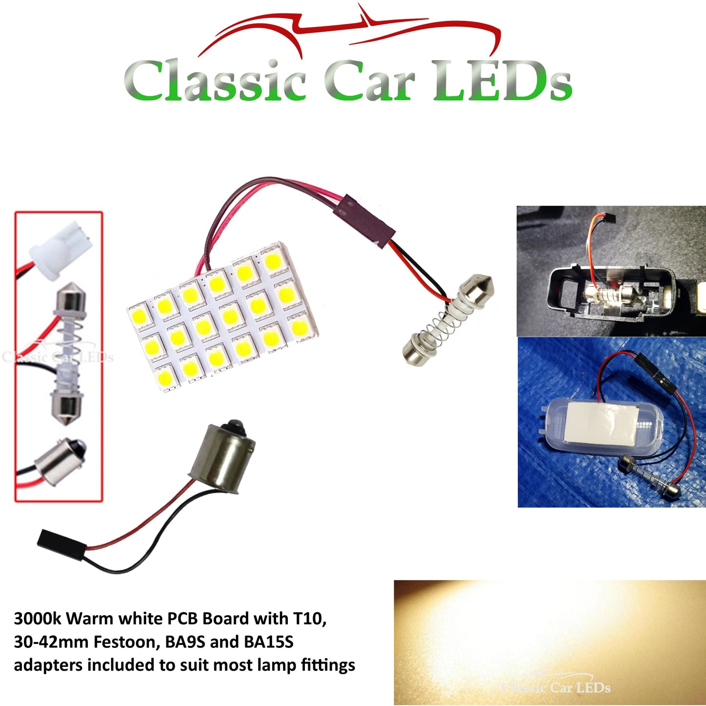WARM WHITE INTERIOR LED DOME COURTESY BOOT LIGHT UPGRADE LED PANEL