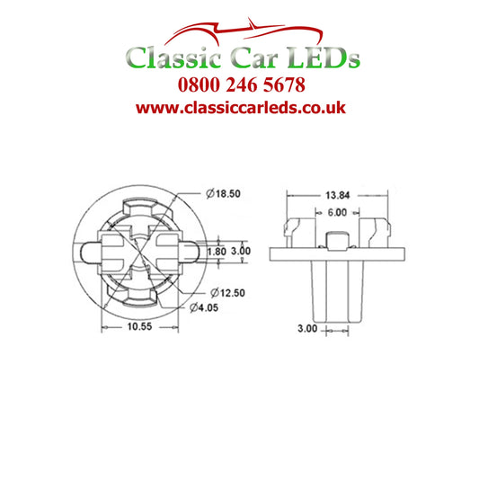 1 x T10 501 505 W5W V2 Bulb Base Twistlock Socket Wedge Dashboard Instrument Panel