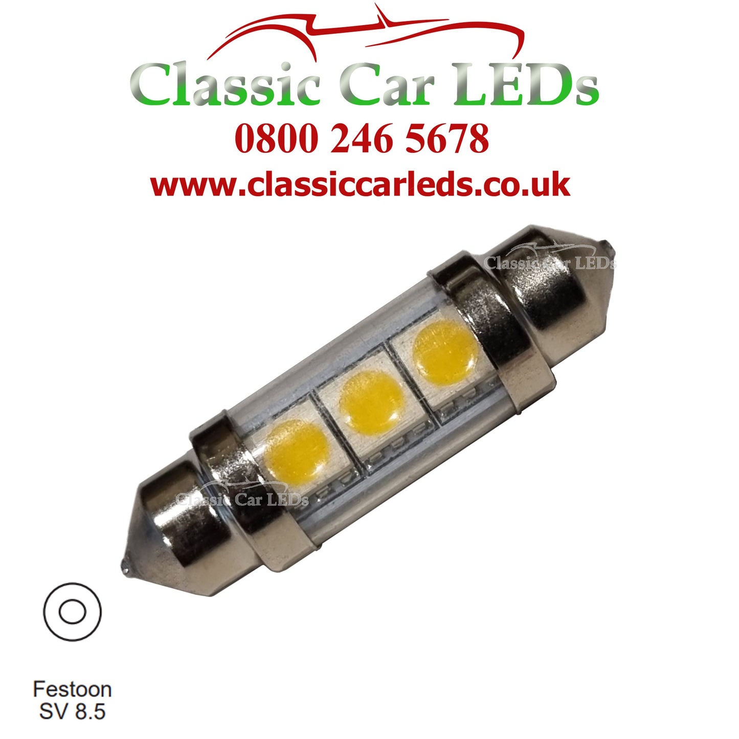 INTERIOR COURTESY / NUMBER PLATE LED BULB GLB239 GLB254 C5W 35 - 37 MM 12 VOLT FESTOON