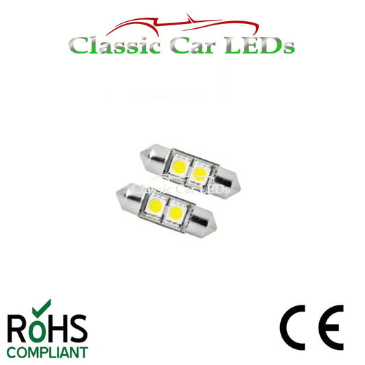 6 Volt 6V 30 - 31 MM FESTOON LED BULB 5050 2 SMD CLASSIC CAR MOTORBIKE SCOOTER