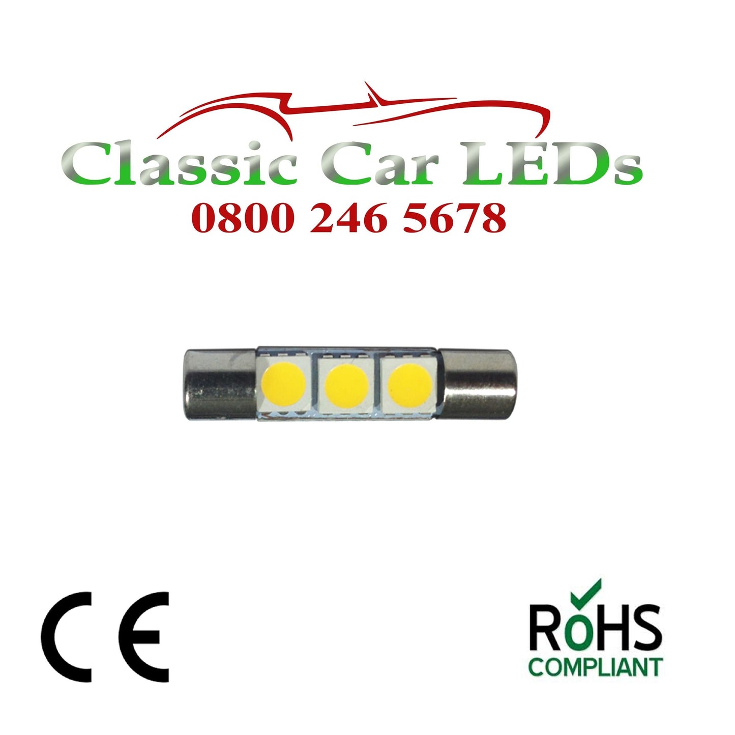 36MM SV7 WHITE CLASSIC CAR INTERIOR COURTESY NUMBER PLATE LED BULB LLB256