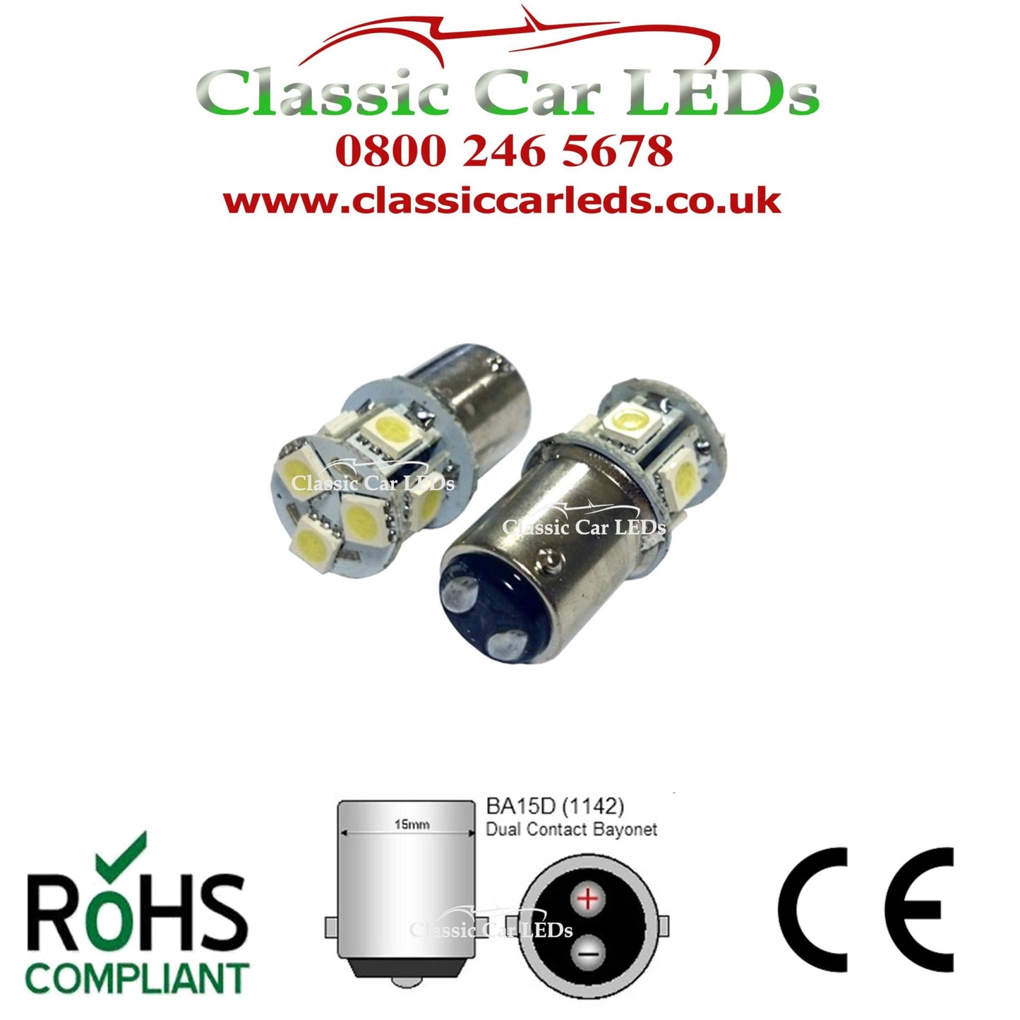 6 VOLT GLB206 BA15D 5W LED UPGRADE BULB 15MM BAYONET FITTING
