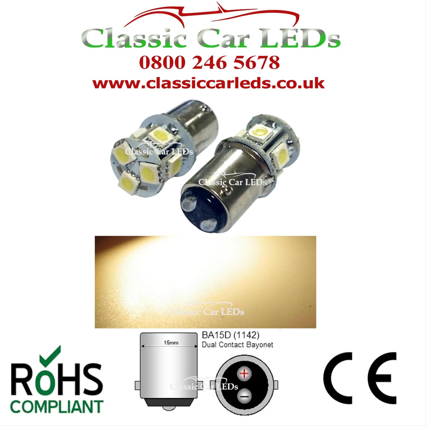 6 VOLT WARM WHITE GLB206 BA15D 5W LED UPGRADE BULBS 15MM BAYONET
