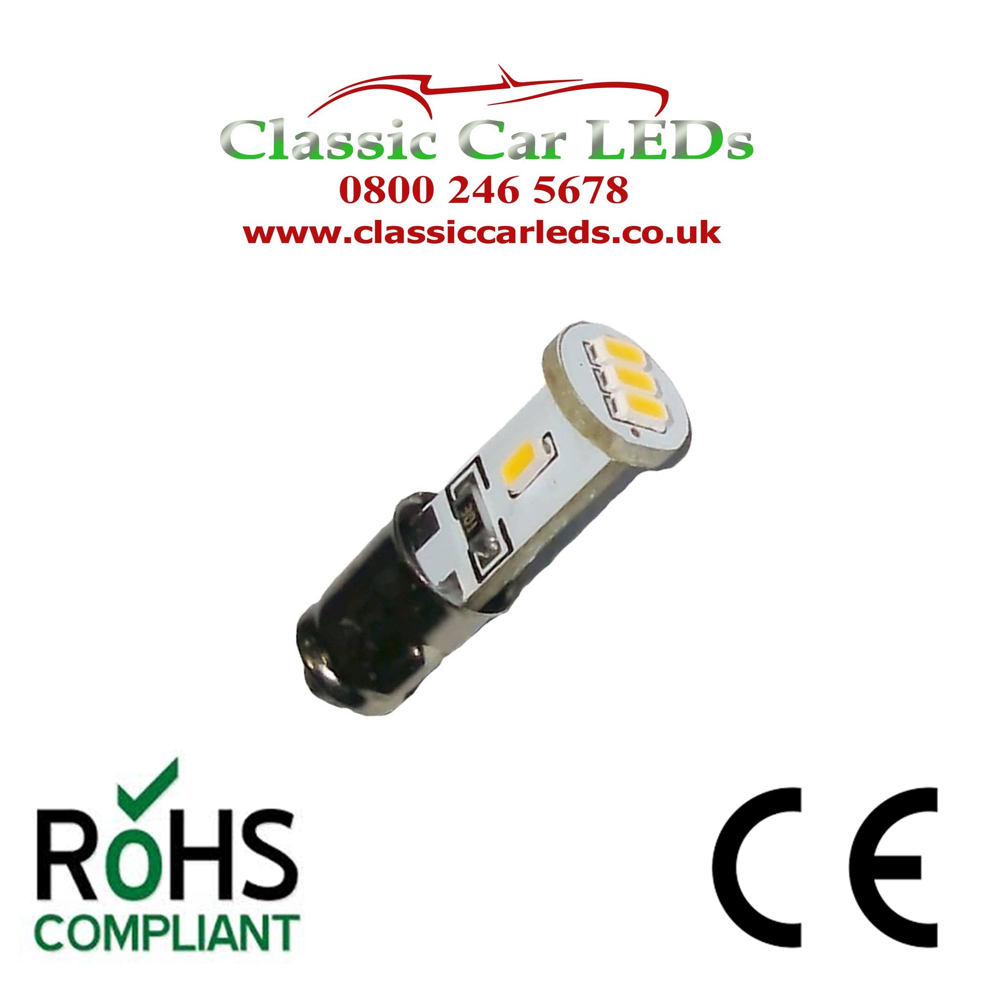LED BA7S 12V Bulb For Speedometer / Instrument Lighting – Blue Or Red (3000K)