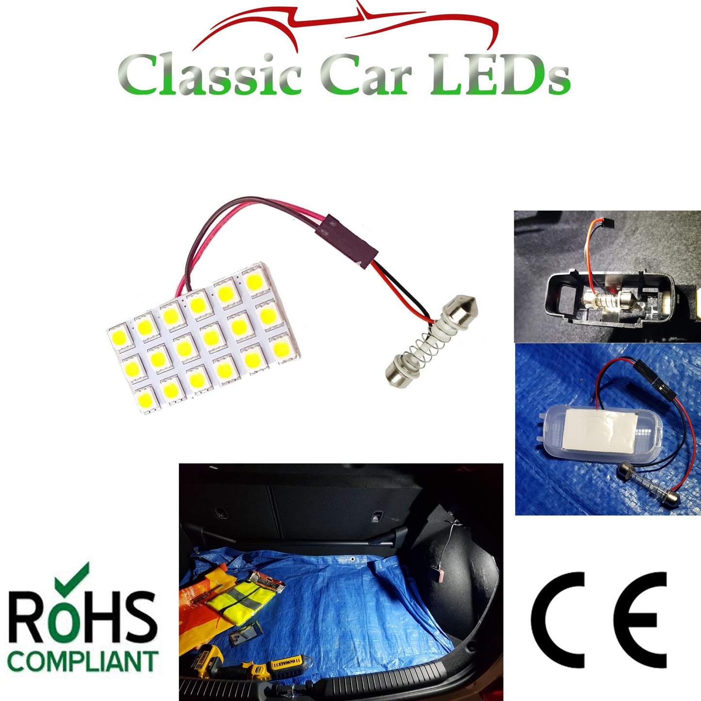 Hyundai i30 LED Boot Trunk Light Upgrade Panel 18 SMD 320 Lumen Bright White