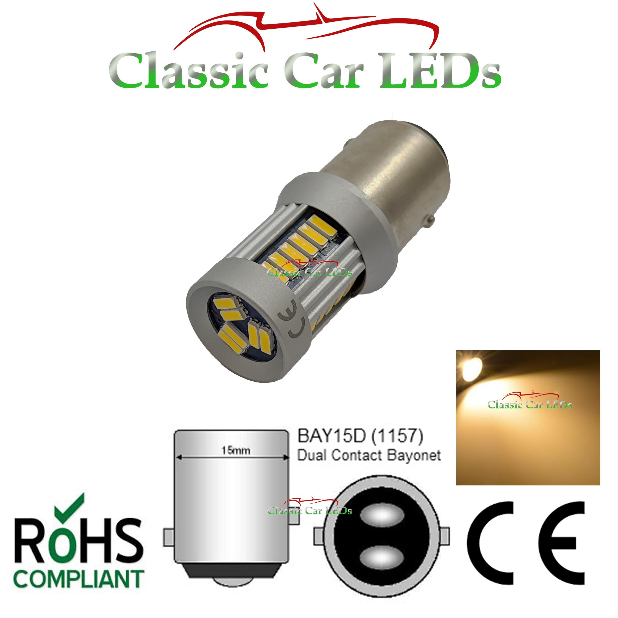 BAY15D WARM WHITE STOP TAIL NUMBER PLATE LED BULB P21/5W GLB380 CLASSI –  Classic Car LEDs Ltd