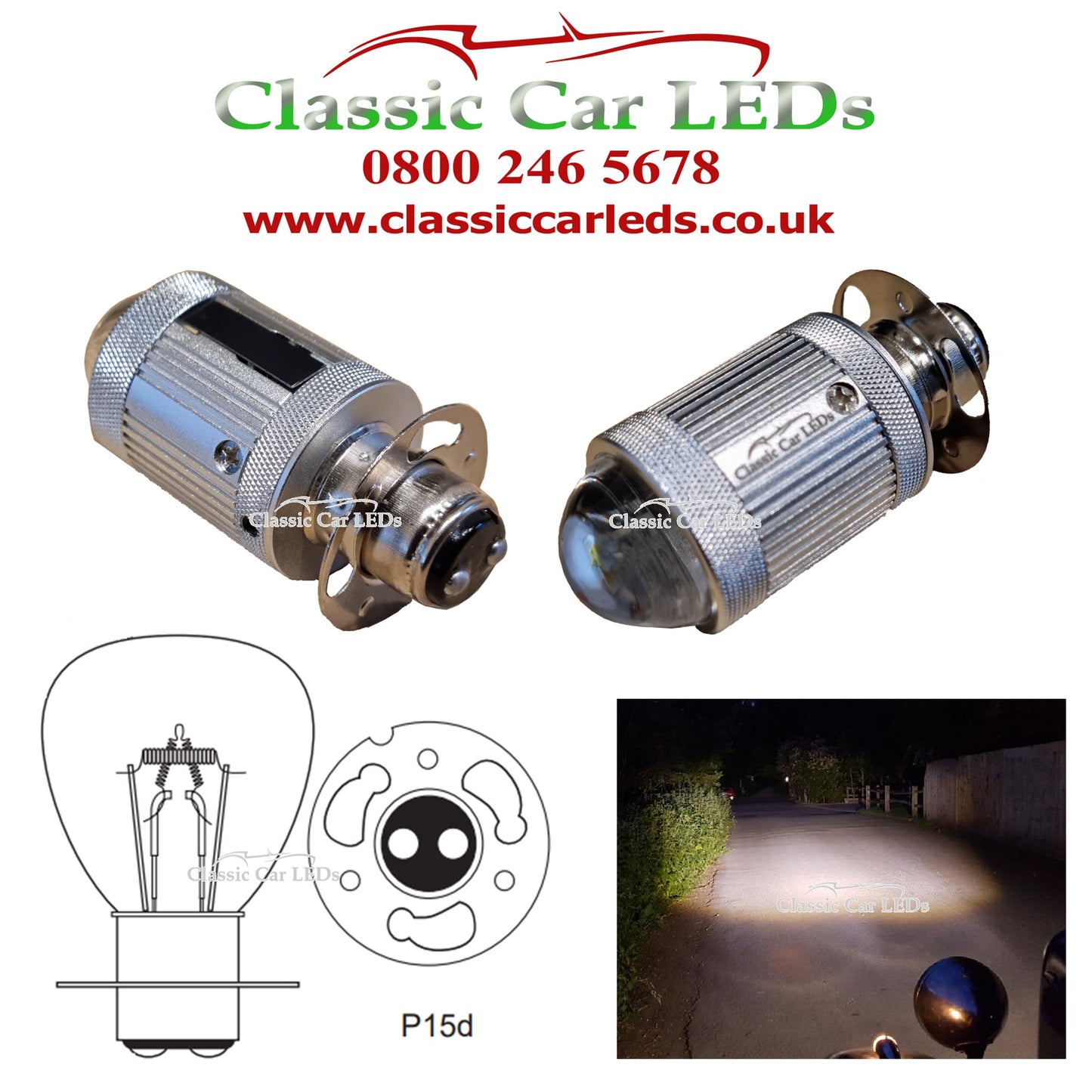 P15D APF RP35D American Pre Focus LED Headlight Upgrade LLB1001, LLB1002, LLB1003 6 volt 12 volt DC No polarity