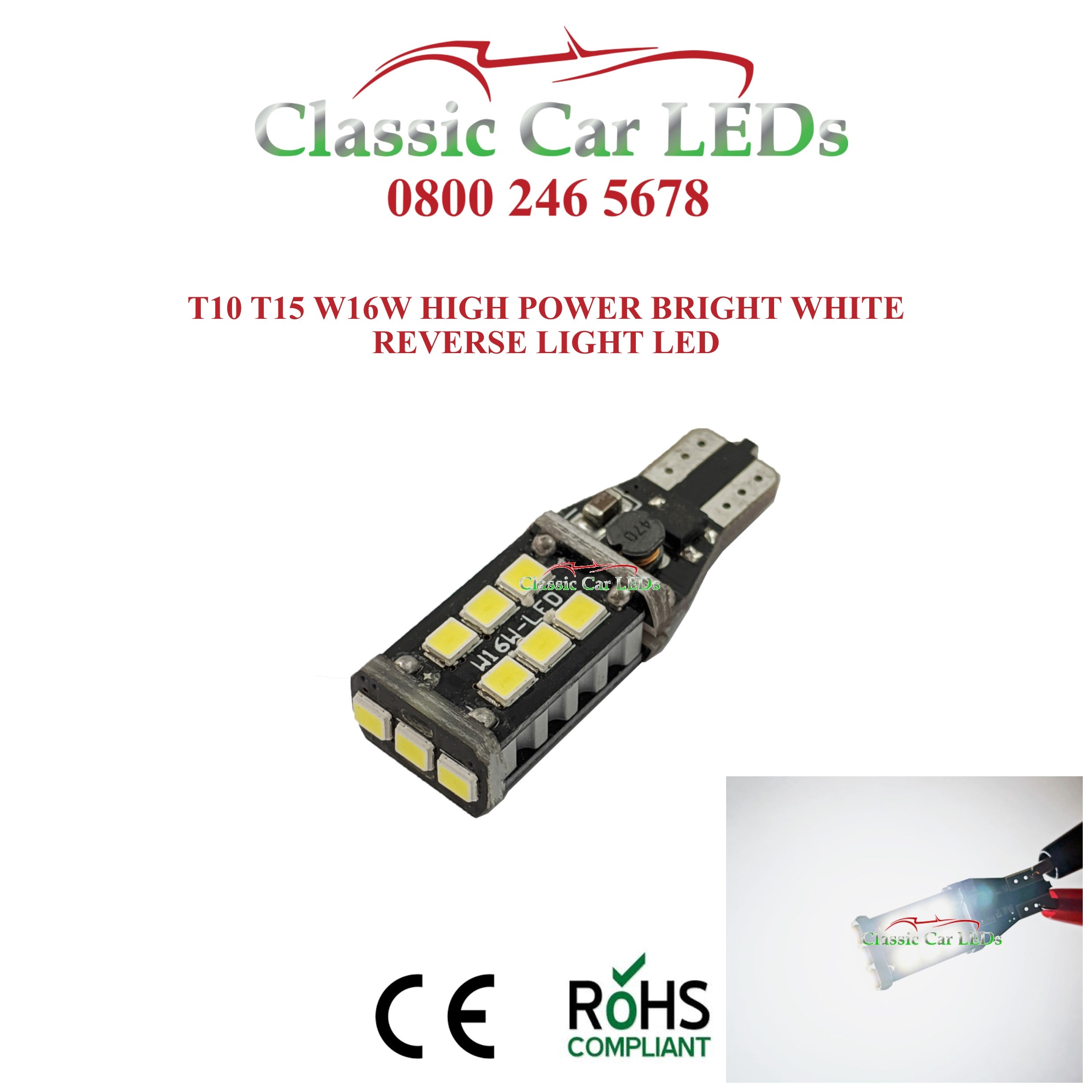 W16W T15 955 921 CANBUS ERROR FREE LED REVERSE BACK UP LIGHT – Classic Car  LEDs Ltd