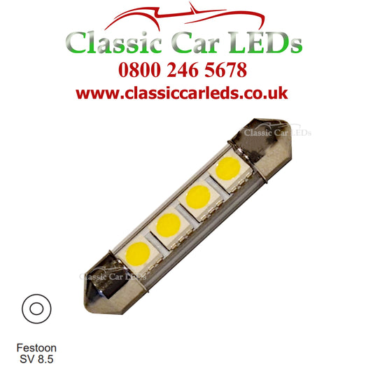 42 MM FESTOON WHITE GLASS TUBE LED BULB GLB264 GLB258 C5W