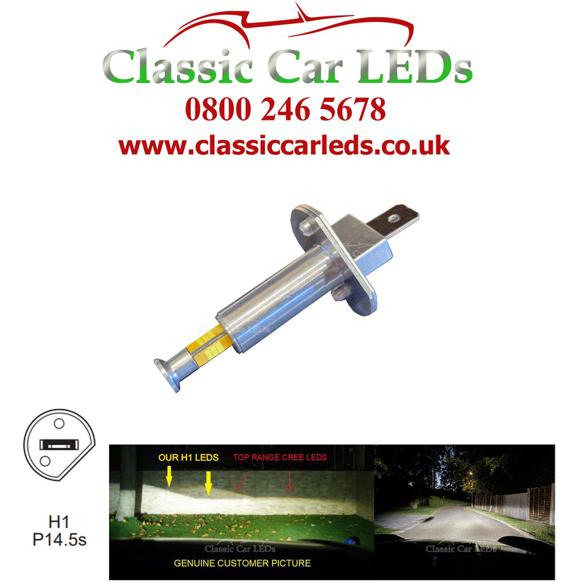 Pair of Direct Fit LED Headlights H1 Main or Dip Beam Conversion ...