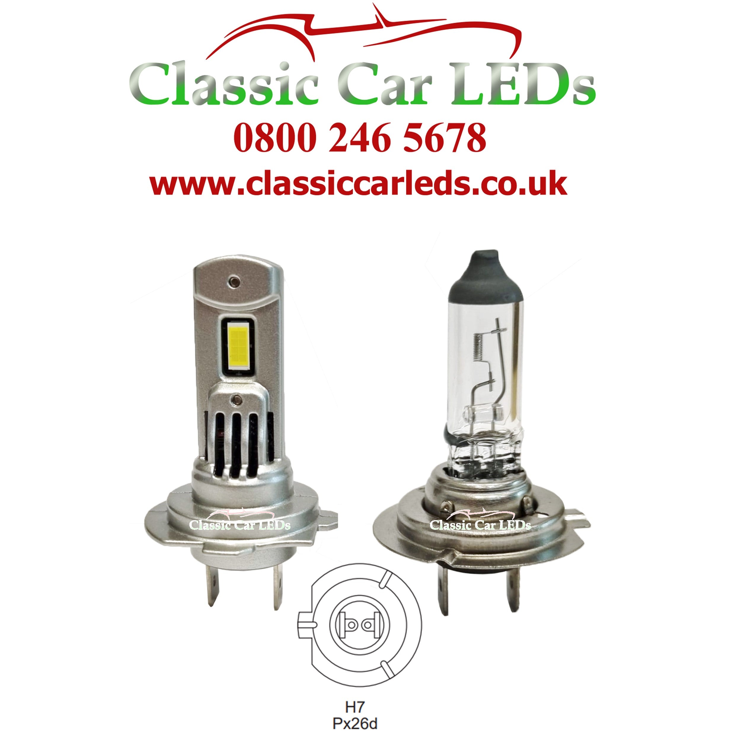Px26d Led 1 x Compact Ultra H7 LED Headlight Conversion Bulb Main / Dipped Beam ...