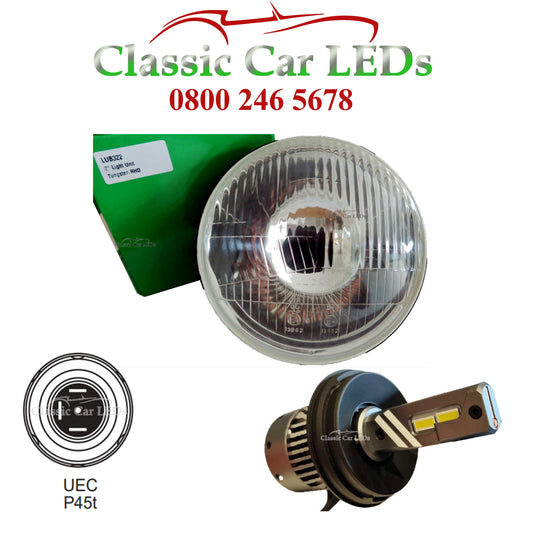 SB7002 SEALED BEAM TO LUCAS P45T LED UPGRADE KIT 410 LLB410 GLB410 BULB GLOBE