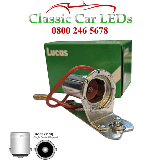 Lucas L1130 Torpedo Sidelight Bulb Holder LU574383 BA15S Single Filament or LU574380 BAY15D Twin Filament.
