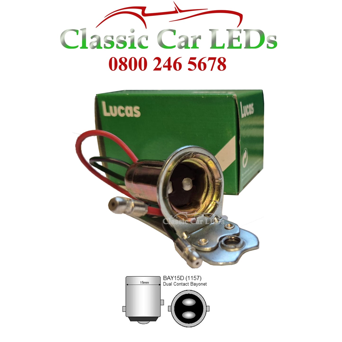 Lucas L1130 Torpedo Sidelight Bulb Holder LU574383 BA15S Single Filament or LU574380 BAY15D Twin Filament.