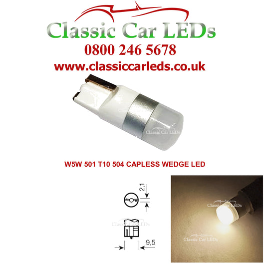 GLB501 T10 LED Warm White Capless Wedge Bulb Sidelight Number Plate Interior