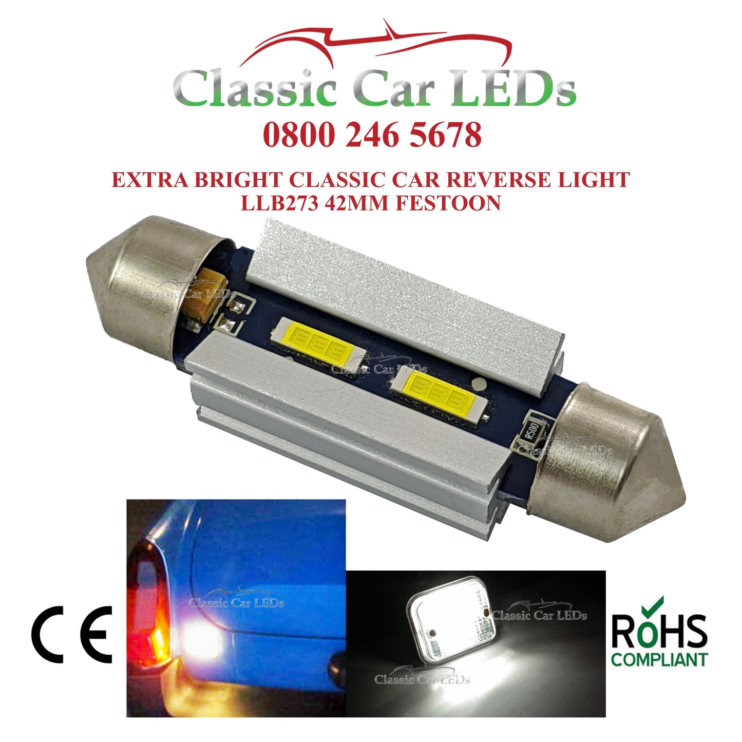 HIGH POWER CLASSIC CAR LED REVERSING LIGHT BULB GLB273 MGB MGC MIDGET ETC