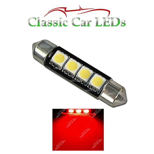 42 MM FESTOON RED INTERIOR DOME LED BULB GLB264 GLB258 C5W
