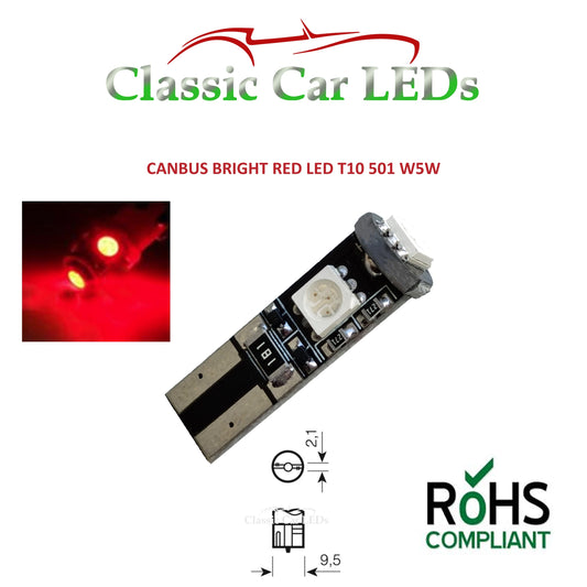 GLB504 T10 LED Capless Wedge Bulbs Classic Car Gauge Dashboard Various Colours