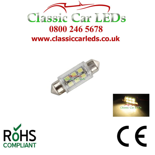 WARM WHITE INTERIOR COURTESY  / NUMBER PLATE LED BULB GLB239 GLB256 C5W 35 - 37 MM 12 VOLT FESTOON