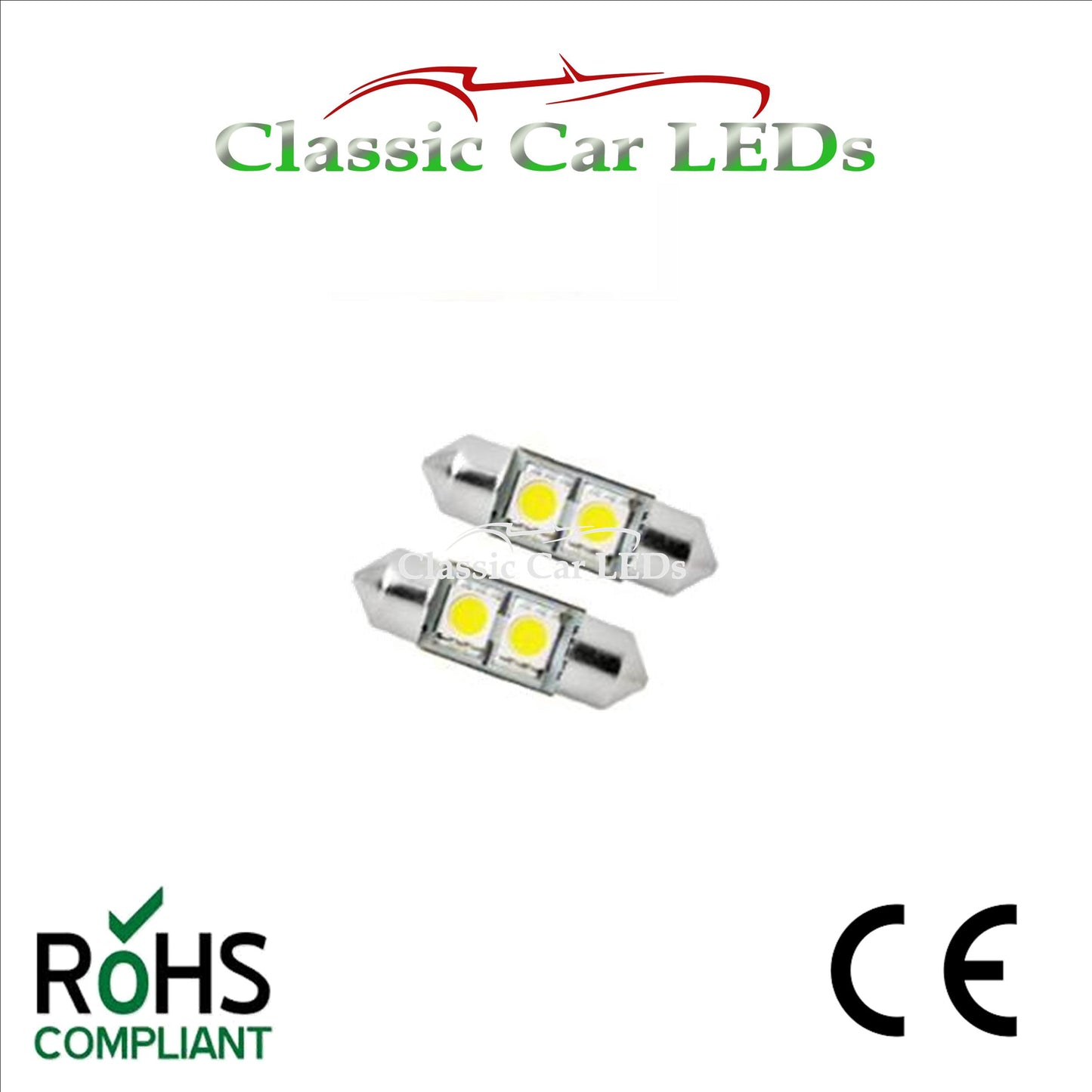 6 Volt 6V 30 - 31 MM FESTOON LED BULB 5050 2 SMD CLASSIC CAR MOTORBIKE SCOOTER