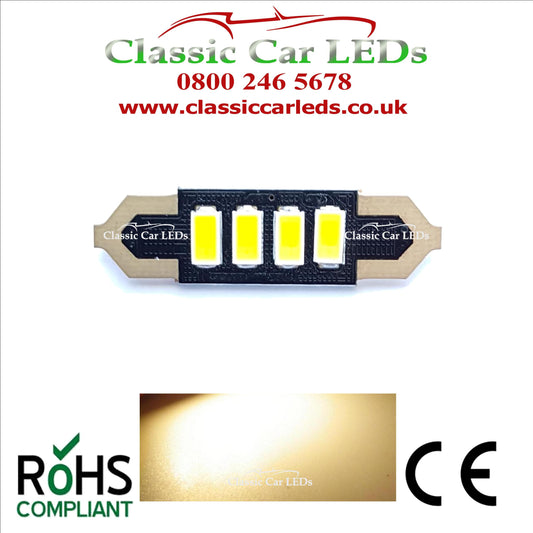 36MM WARM WHITE CLASSIC CAR INTERIOR COURTESY NUMBER PLATE LED BULB 239 254 C5W