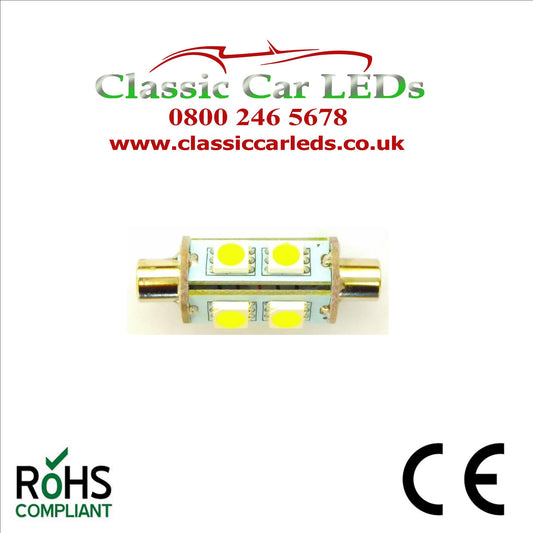 7MM END CAP INTERIOR COURTESY NUMBER PLATE LED BULB GLB239 GLB254 C5W 35 - 37 MM 12 VOLT FESTOON