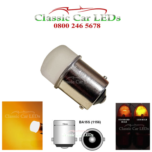 MOTORCYCLE / SCOOTER BRIGHT AMBER LED MICRO INDICATOR BULB BA15S GLB382 1156