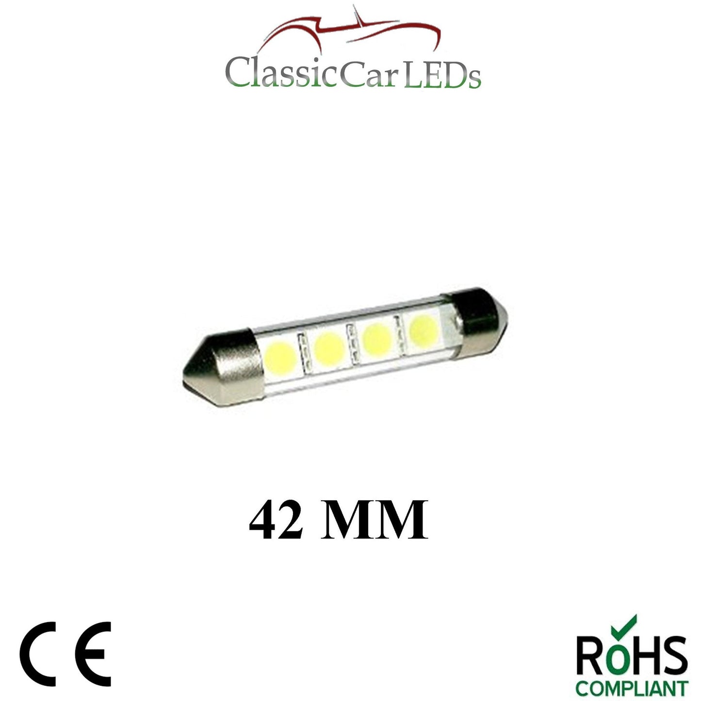 42 MM FESTOON WHITE GLASS TUBE LED BULB GLB264 GLB258 C5W