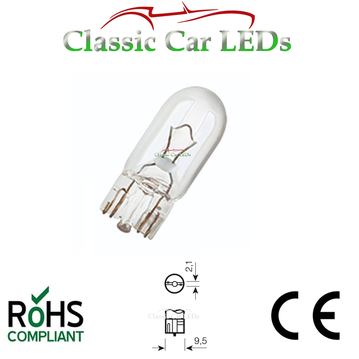 W5W LED T-10 Capless Parking Lamp 12V 1W (Set of 2)