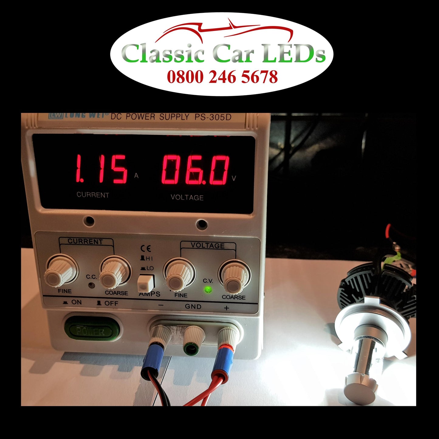 Motorcycle 6 VOLT LED Headlight H4 476 with colour options Hi/Lo Beam Conversion 5-9V