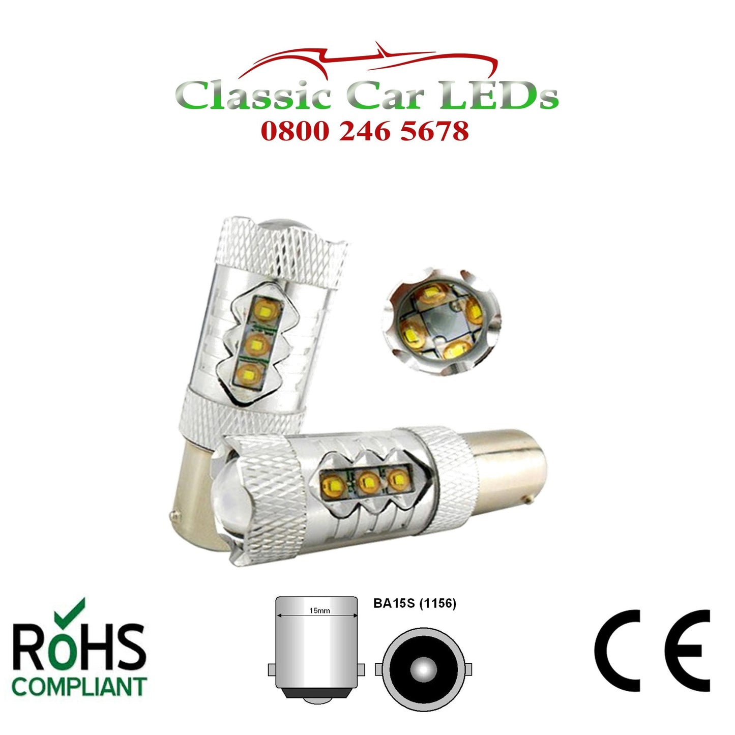 80W BA15S CREE 12V 24V HIGH POWER LED BULB REVERSE1156 382