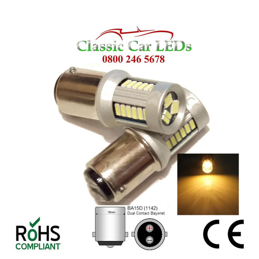 BA15D WARM WHITE LED BULB P21W 335 1064 LEVEL PINS