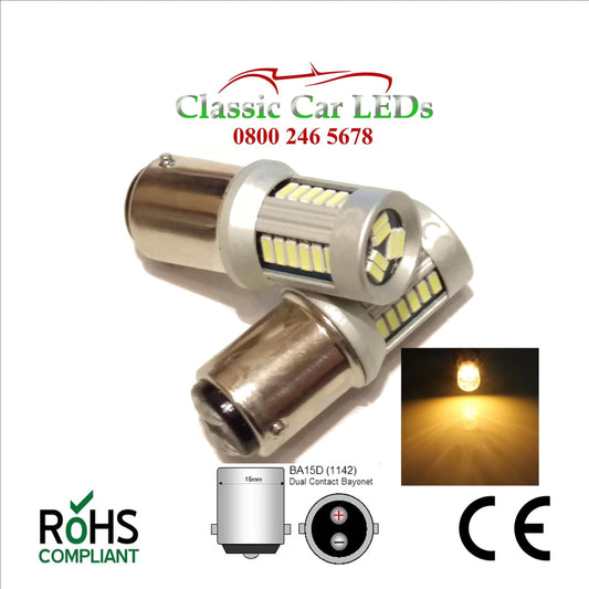 6 Volt BA15D WARM WHITE LED BULB P21W 319 LEVEL PINS