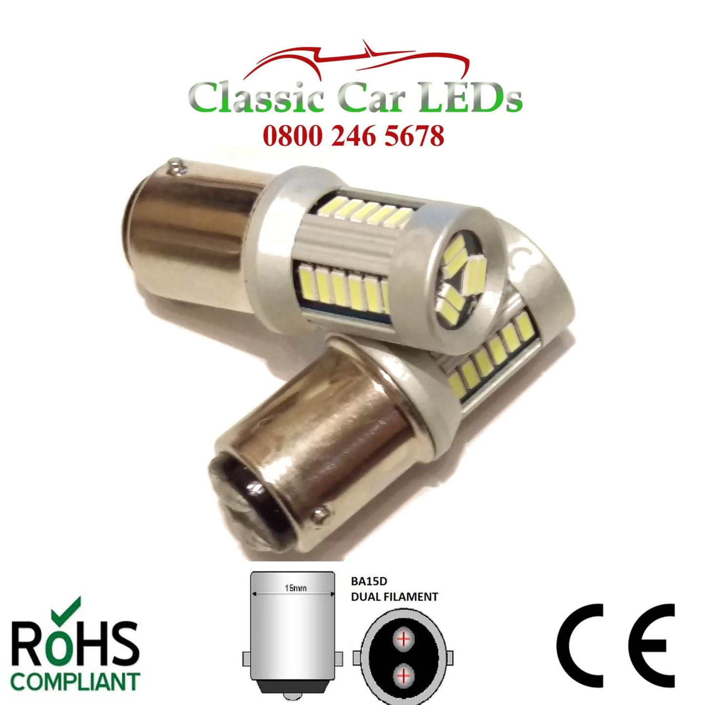 BA15D DUAL FILAMENT SIDELIGHT INDICATOR LED BULB P21/5W GLB381 LEVEL PINS
