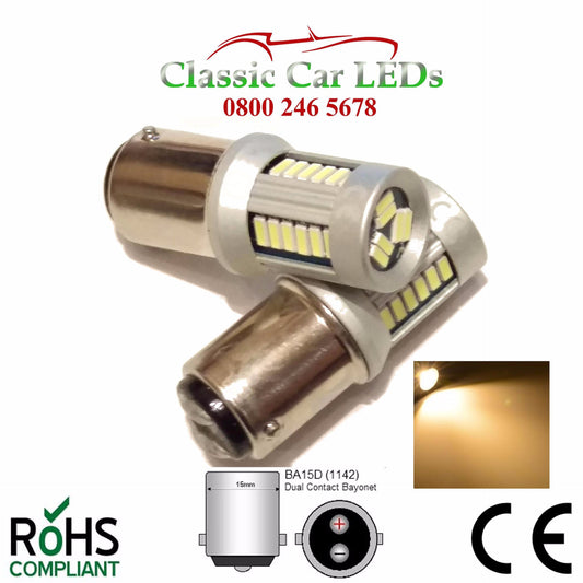 24 Volt BA15D WARM WHITE LED BULB P21W 346 344 LEVEL PINS