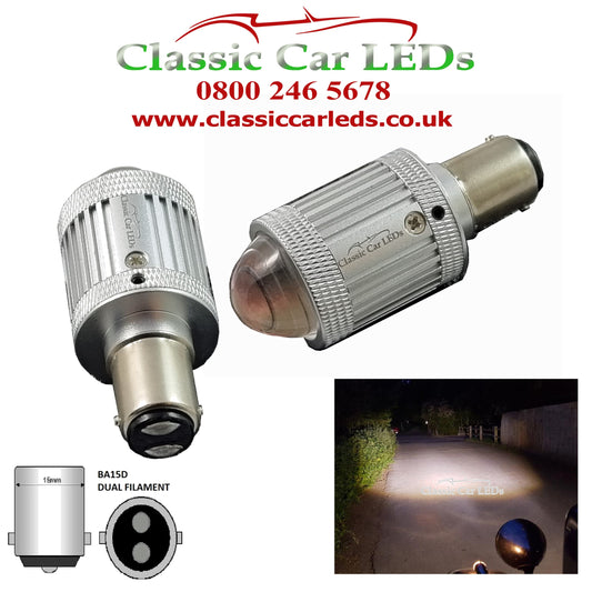 BA15D LED Headlight Upgrade 6, 12 and 24 Volt DC Negative or Positive Earth 1076 171 Great Beam Strength and Pattern