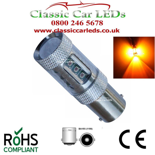 80W BRIGHT AMBER LED INDICATOR BULB BA15S P21W GLB382