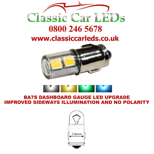 6 VOLT BA7S 282 MCC LED DASHBOARD WARNING SWITCH BULB - VARIOUS COLOURS