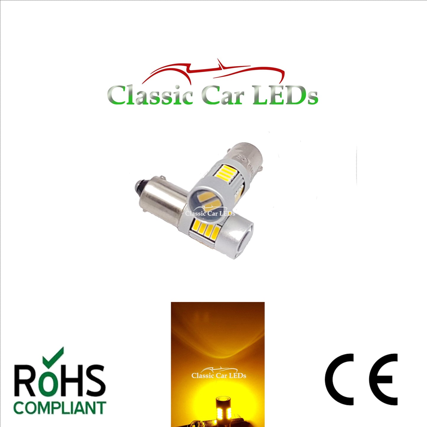 24V BA9S BRIGHT YELLOW CLASSIC COMMERCIAL VEHICLE LED BULB 249 227 651 865 867 NO POLARITY