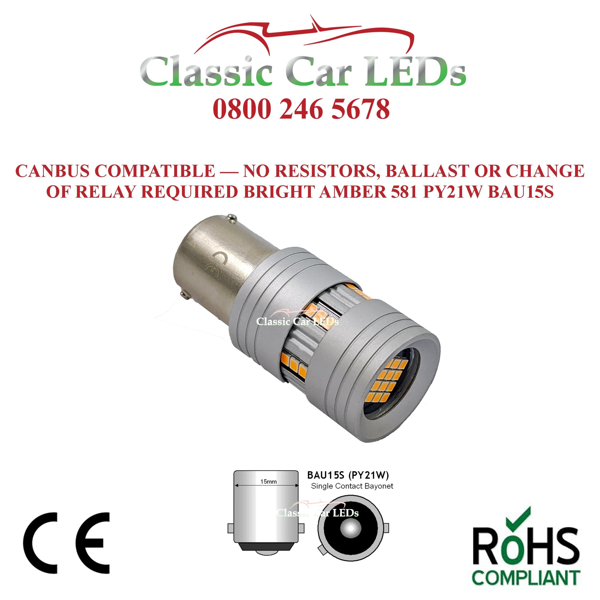 Canbus BAU15s 581 PY21W 15W Bombilla LED Indicador Luz de intermitente Canbus BAU15s 581 PY21W 15W Bombilla LED Indicador Luz de intermitente