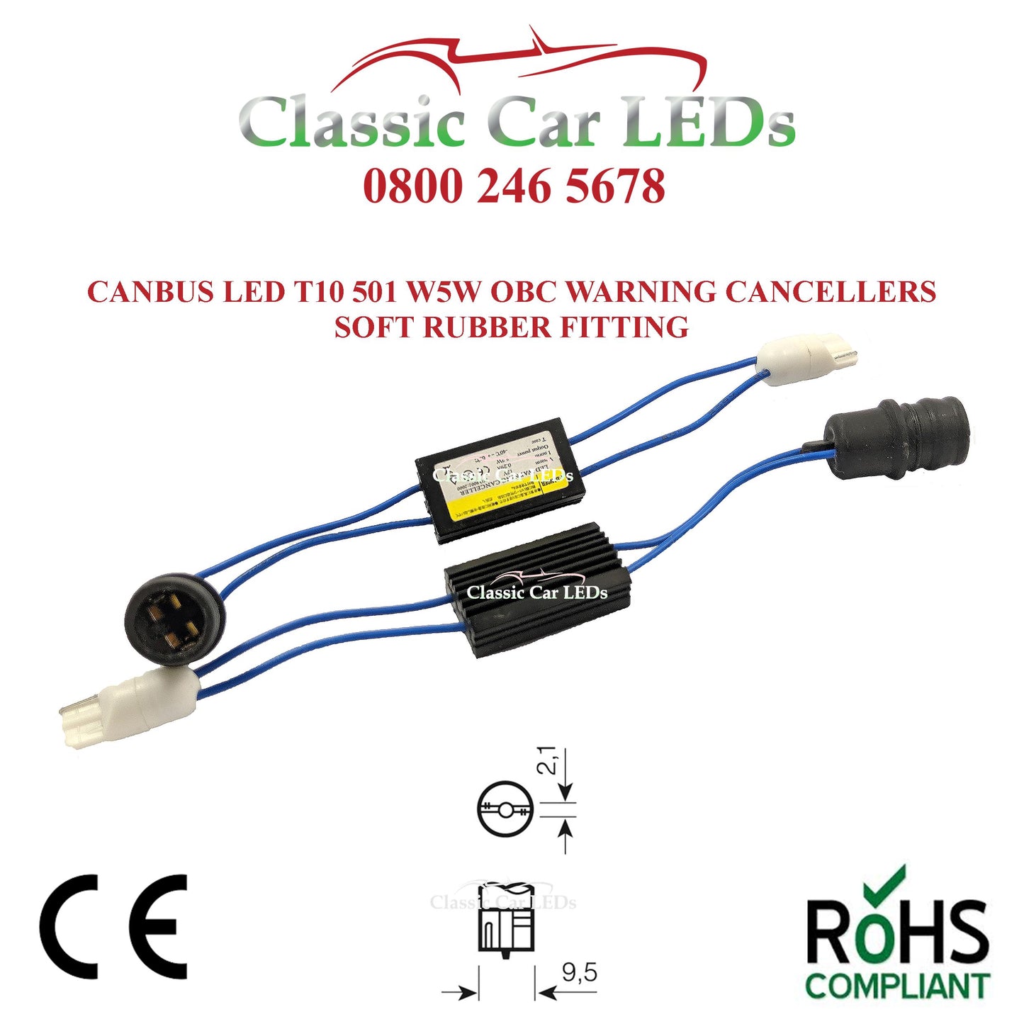 2x CANBUS LED T10 501 W5W OBC WARNING CANCELLERS SOFT RUBBER FITTING