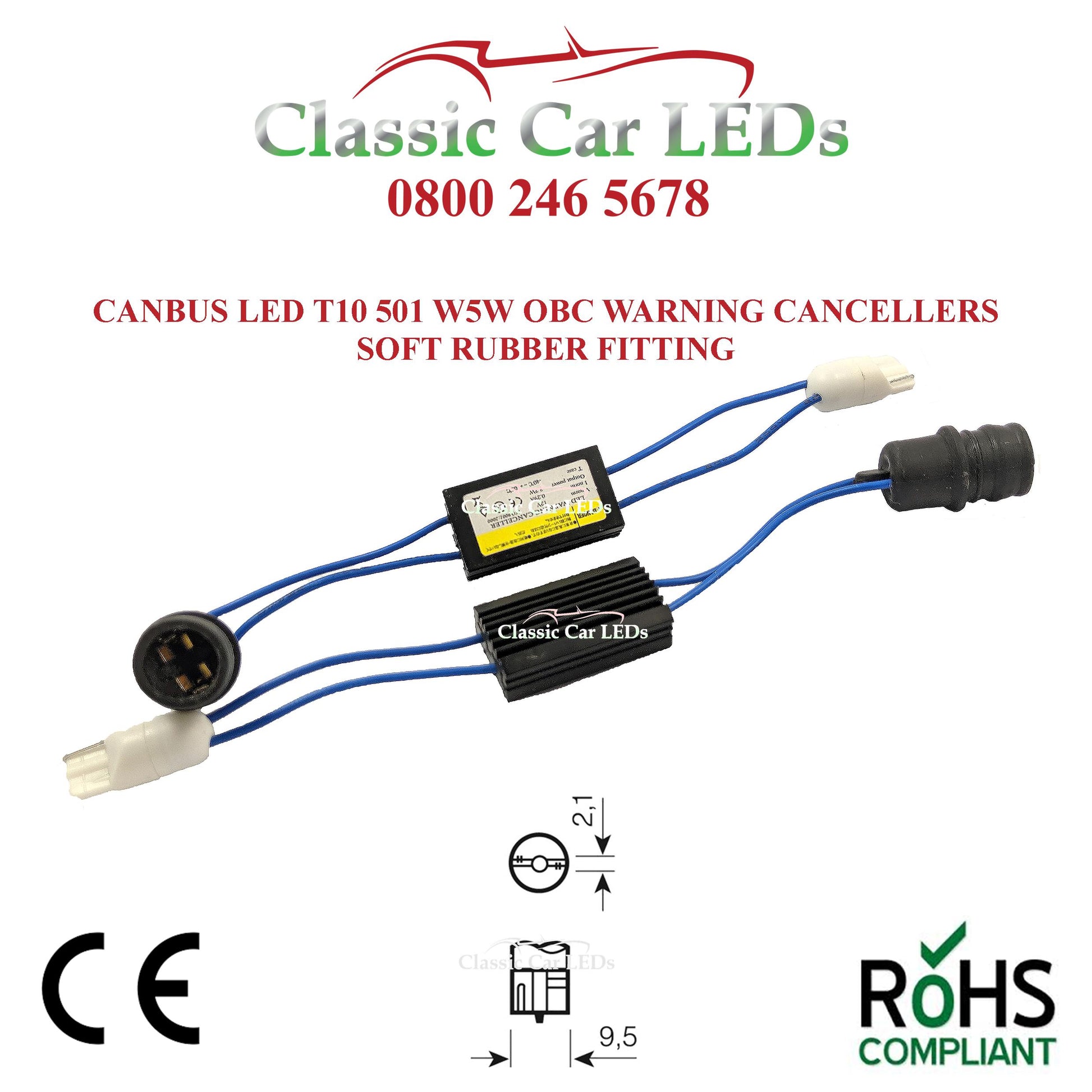CANBUS LED T10 501 W5W OBC WARNING CANCELLERS SOFT RUBBER FITTING – Classic  Car LEDs Ltd