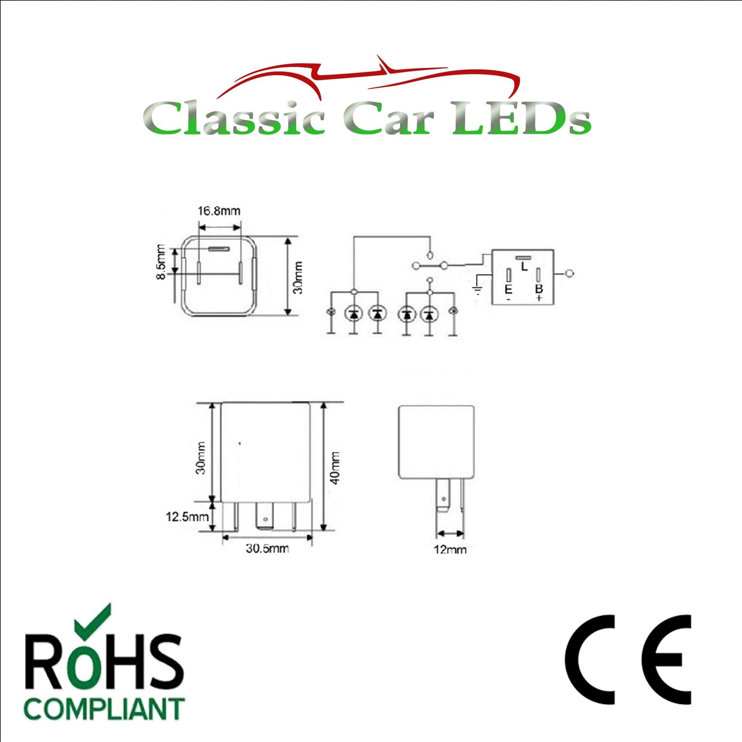 12V ELECTRONIC INDICATOR / FLASHER RELAY WITH OE CLICKING SOUND