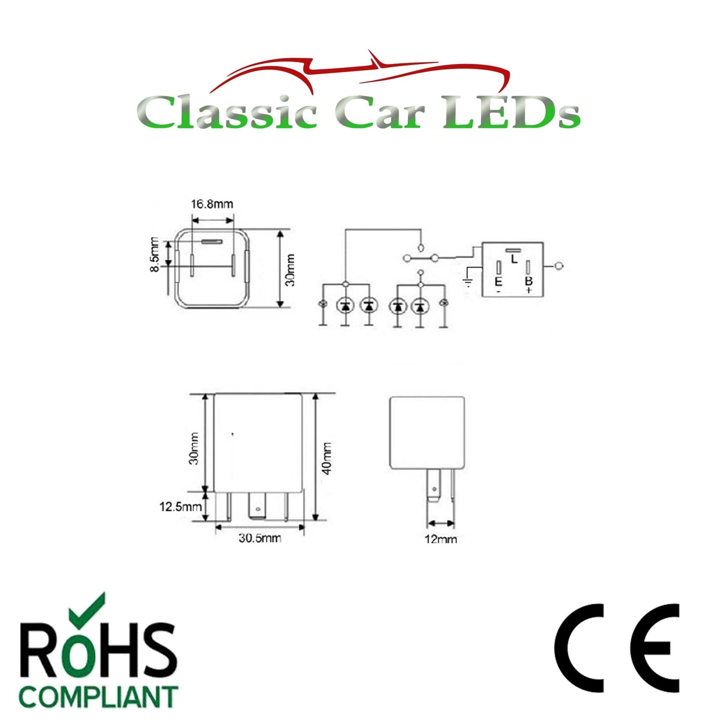 12V ELECTRONIC INDICATOR / FLASHER RELAY WITH OE CLICKING SOUND